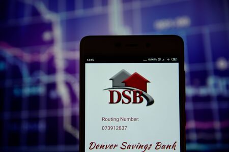 Denver Savings Bank logo seen on smartphoneのeditorial素材