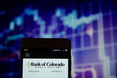 Bank of Colorado logo on the smartphoneのeditorial素材