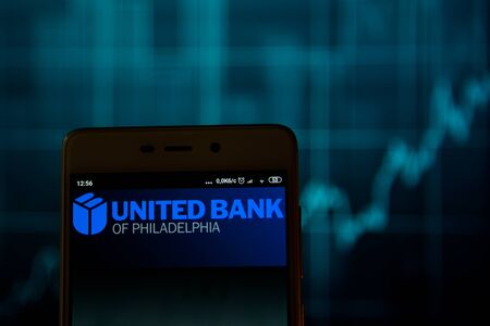 United Bank of Philadelphia logo on the smartphoneのeditorial素材