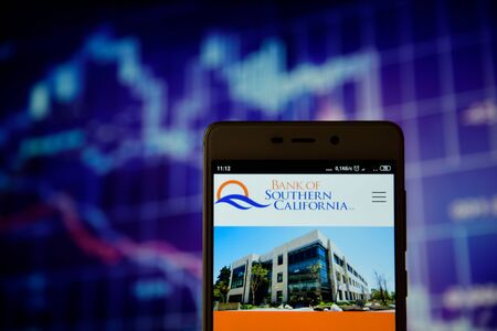 Bank of Southern California logo on smartphoneのeditorial素材