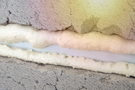 Pipes in isolation are fixed by mounting foam