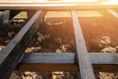 Waterproofing of wooden boardsの写真素材