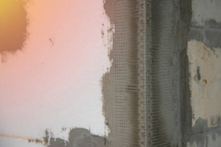 Corner bead with meshの写真素材