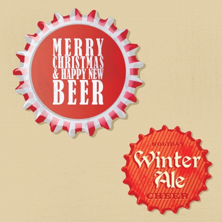 Retro Vintage bottle caps design - Christmas and winter editionのイラスト素材