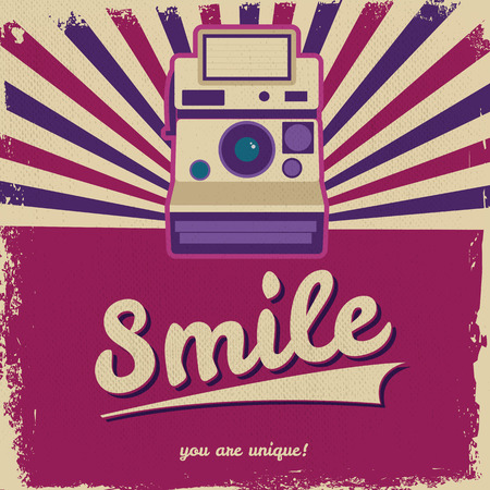 Vintage camera design flyer - Grungy style vector designのイラスト素材