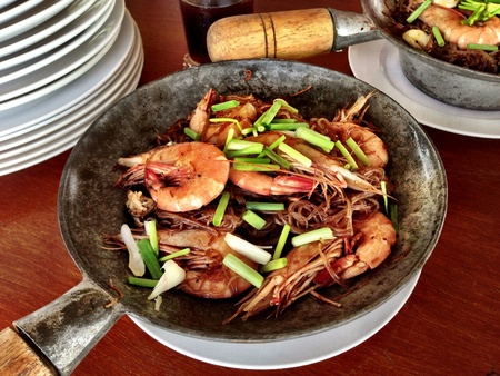 Roasted shrimp with glass noodle Thai famous seafoodの素材