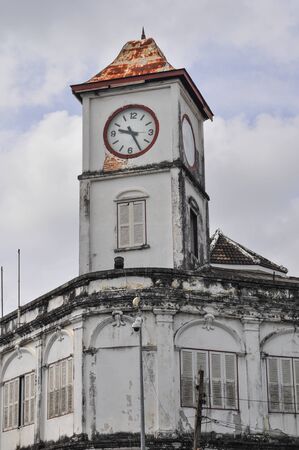 The old clock tower in Phuket city, Thailandの写真素材