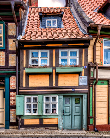 Colorful houses in the old town of Wernigerode, Germanyのeditorial素材