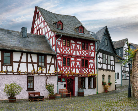 Half-timbered houses in Limburg an der Lahn, Hesse, Germanyの写真素材
