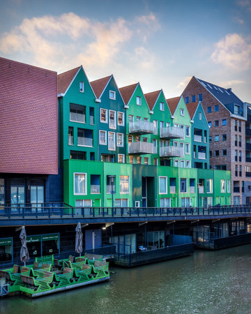 Colorful houses Zaandam, Netherlandsのeditorial素材