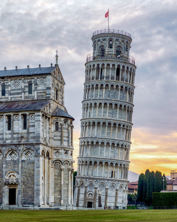 The Leaning Tower of Pisa in Tuscany, Italyの写真素材