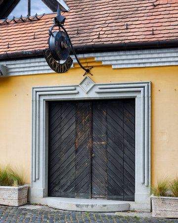 Old wooden door in the old town of Szentedre, Hungaryのeditorial素材