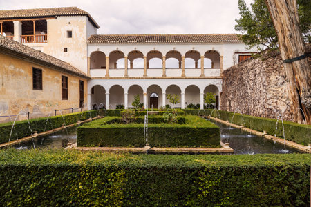 Courtyard of Alhambra Palace in Granada, Spainのeditorial素材
