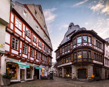 Historic buildings in the Old town of Limburg an der Lahn in Germanyのeditorial素材