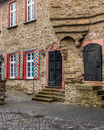 Old houses in the old town of Rothenburg ob der Tauber, Germanyの写真素材