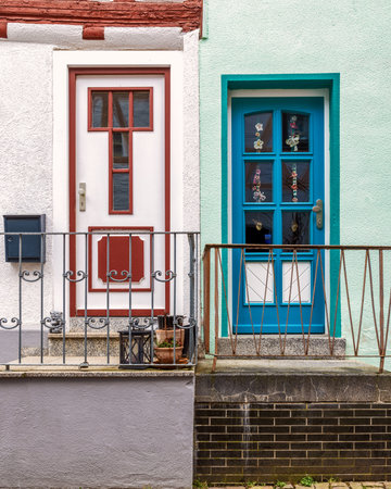 Colorful door and window of an old house in the city of Idstein, Germany