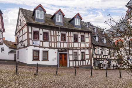 Historic houses in the old town of Idstein, Germanyのeditorial素材