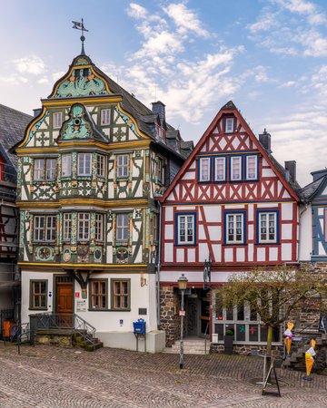 Colorful facades of houses in the old town of Idstein, Germanyのeditorial素材