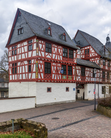 Historical buildings in the old town of Bad Camberg, Hesse, Germanyのeditorial素材