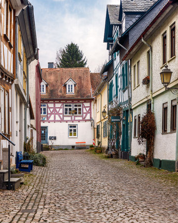 Street in the old town of Idstein, Hesse, Germany