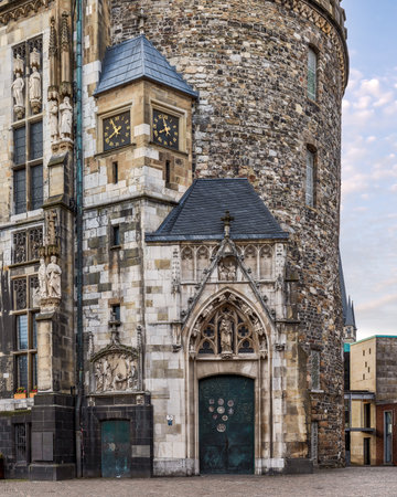 View of the Old Town Hall in Aachen, NRW, Germanyの写真素材