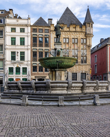 Fountain in the center of the old town of Ghent, Belgiumのeditorial素材