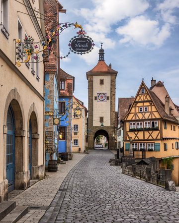 Old town of Rothenburg ob der Tauber, Bavaria, Germanyのeditorial素材