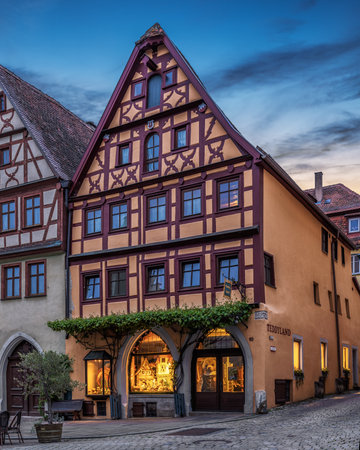 Historic houses in Rothenburg ob der Tauber, Germanyのeditorial素材