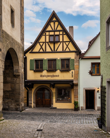 Street in old town of Rothenburg ob der Tauber, Germanyのeditorial素材