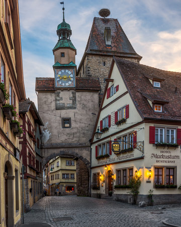 Old town of Rothenburg ob der Tauber, Bavaria, Germanyのeditorial素材