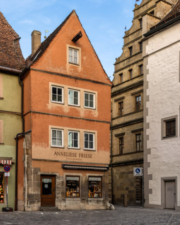 Traditional houses in old town of Rothenburg ob der Tauber, Germany.のeditorial素材