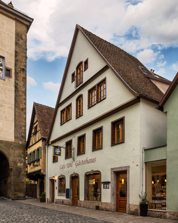 Historic buildings in the old town of Rothenburg ob der Tauber, Germanyのeditorial素材