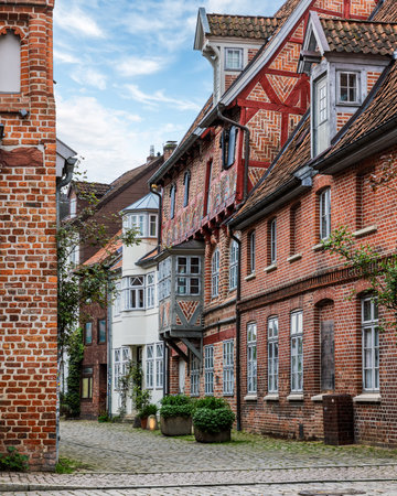 Street in the old town of LÃ¼neburg, Germany