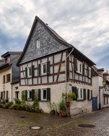 Half-timbered houses in the old town of Rothenburg ob der Tauber, Germanyのeditorial素材