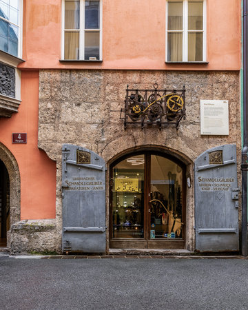 The entrance to an old building in the old town of Innsbruckのeditorial素材