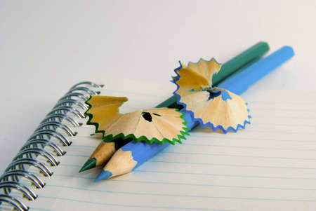 Closeup of colored crayons on white backgroundの写真素材