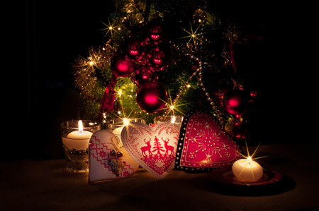 hearts christmas decorations の写真素材