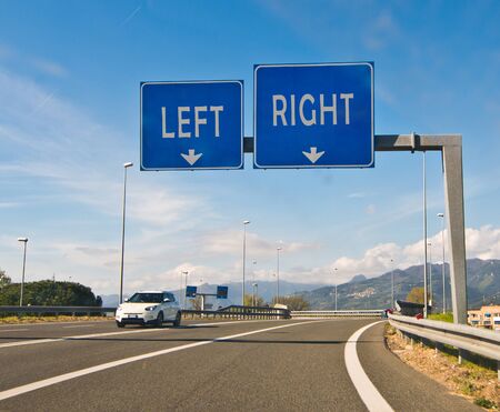 the difficult moment of choice go right or go leftの写真素材