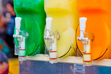 distributor of granita tastes of orange, lemon, mint, smurf, passion fruit, ready to cool you in the hot months.の写真素材