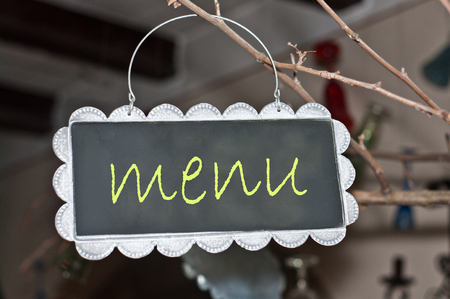 small rustic chalkboard for alerts and announcements: menuの写真素材