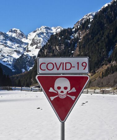 warnings against Covid-19, for union, cooperation, fraternity, research, science, all united against the virusの写真素材