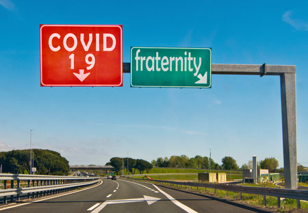 warnings against Covid-19, for union, cooperation, fraternity, research, science, all united against...