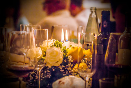 candle light illuminates the banquet table and gives the right atmosphere and the right warmth to...