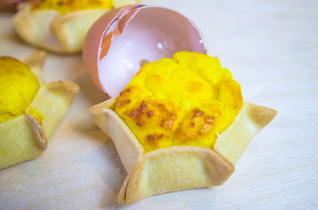 star-shaped cakes made with fresh eggs, shortcrust pastry, ricotta and creamの写真素材