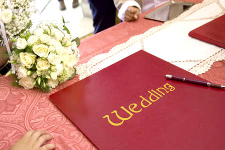 wedding book to write the names of the newlyweds on their most beautiful dayの写真素材