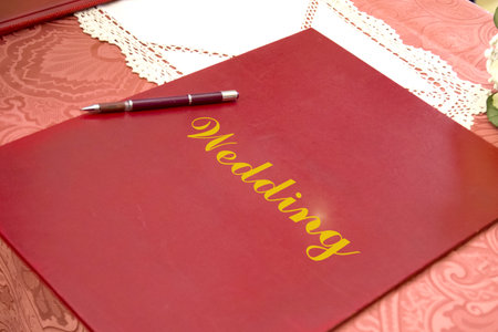 wedding book to write the names of the newlyweds on their most beautiful dayの写真素材