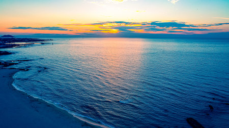 Beautiful sunset over the sea. Colorful sunset over the sea.の写真素材