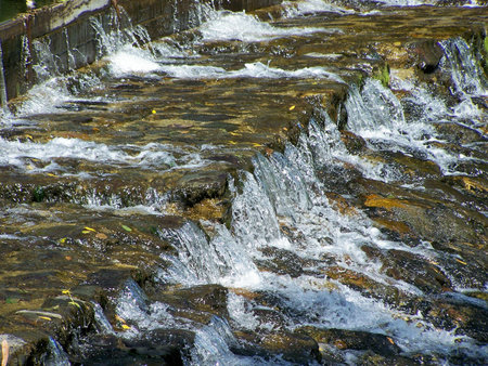 Nature: river, riverside, current water, fountain