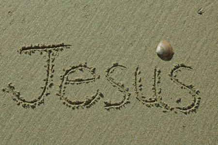 Sand Writing - Jesusの写真素材
