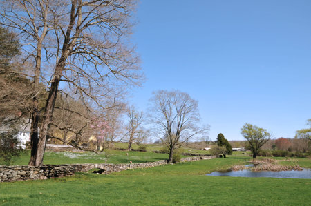 Lovely New England farm on a beautiful spring day